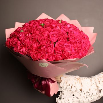 Букет 101 малиновая роза 40 см Букет 101 малиновая роза 40 см
