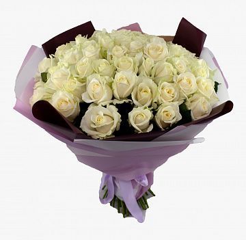 Букет 55 белых роз 40 см