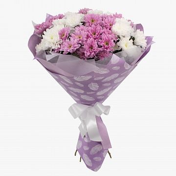 Букет 11 розово-белых кустовых хризантем Букет 11 розово-белых кустовых хризантем