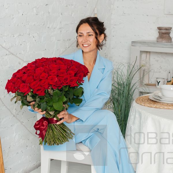 Букет 101 красная роза 50 см