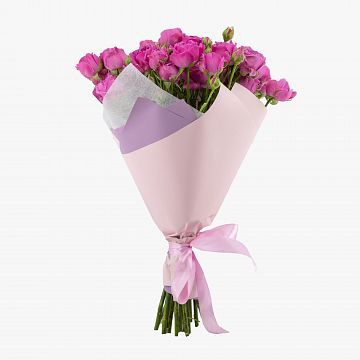 Букет из 17 розовых кустовых пионовидных роз 50 см