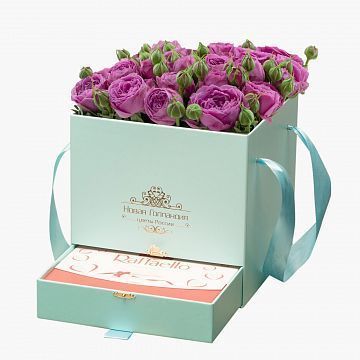 Тиффани коробка-шкатулка с розовой кустовой пионовидной розой №627