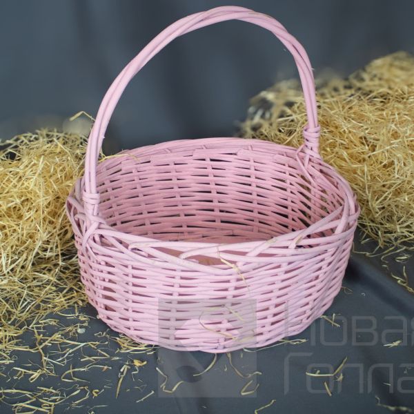 Корзинка круглая средняя розовая