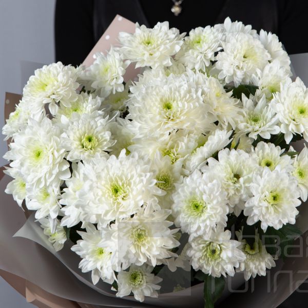 Букет 9 белых кустовых хризантем