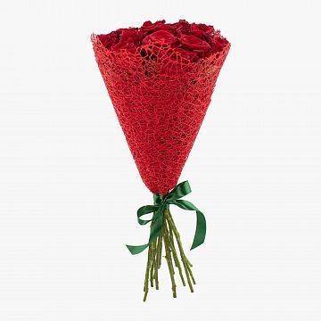 Букет 15 красных роз 50см