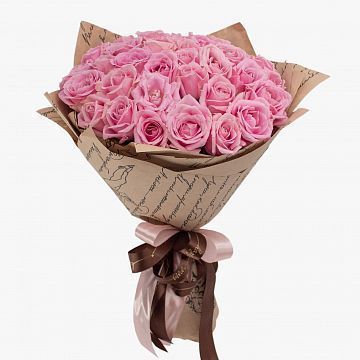 Букет 35 нежно-розовых роз 50 см