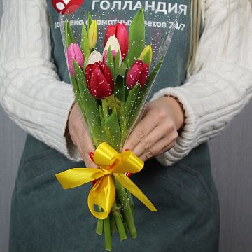Букет 9 тюльпанов микс-10 Букет 9 тюльпанов микс-10