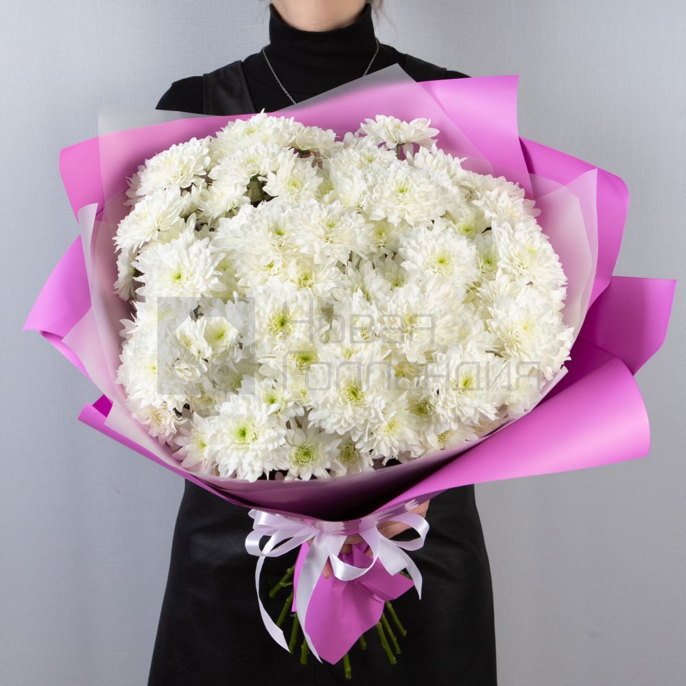 Букет 21 белая кустовая хризантема