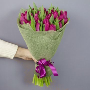 Букет 35 малиновых Тюльпанов-10 Букет 35 малиновых Тюльпанов-10