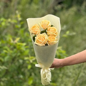 Букет из 5 кремовых роз  (12)