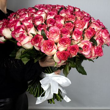 Букет 101 розовая роза 40 см