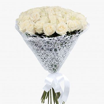 Букет 51 белая роза 70см Букет 51 белая роза 70см