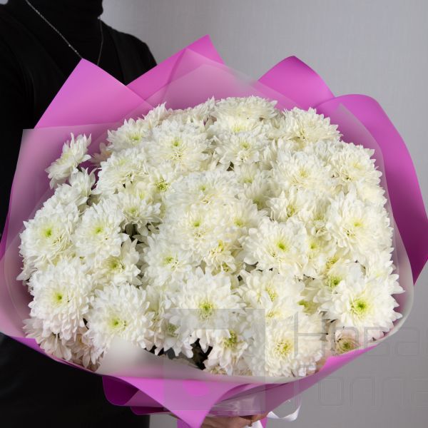 Букет 21 белая кустовая хризантема