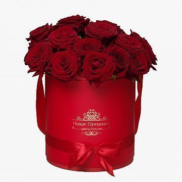 25 красных роз в красной шляпной коробке №14 25 красных роз в красной шляпной коробке №14