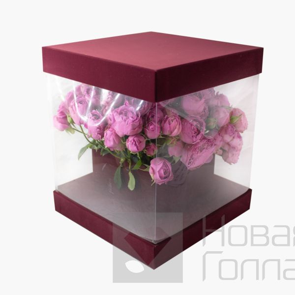 Пионовидные розы в бархатной шкатулке