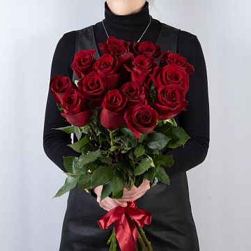 15 красных роз Премиум Эквадор 50 см