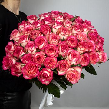 Букет 51 розовая роза 40 см